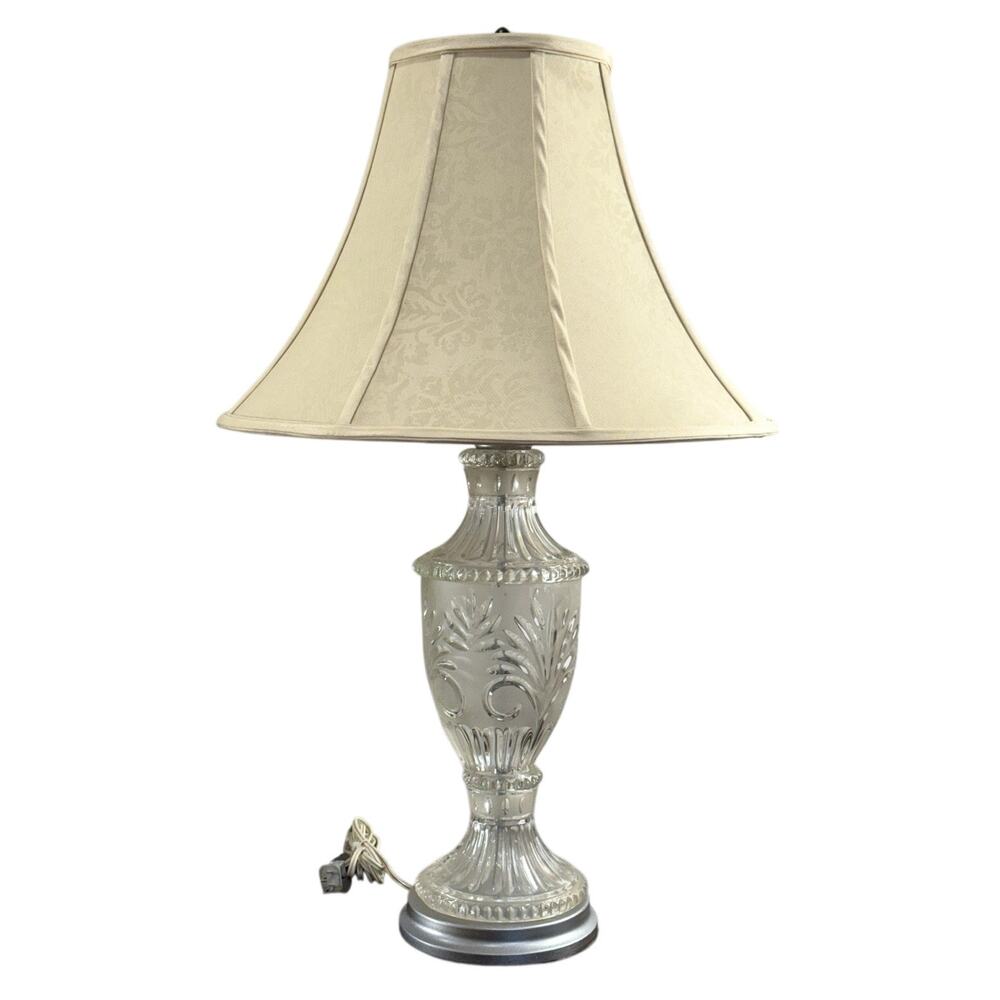 Vintage Hollywood Regency Hill Leaded Crystal Glass Traditional Table Lamp - EUC
